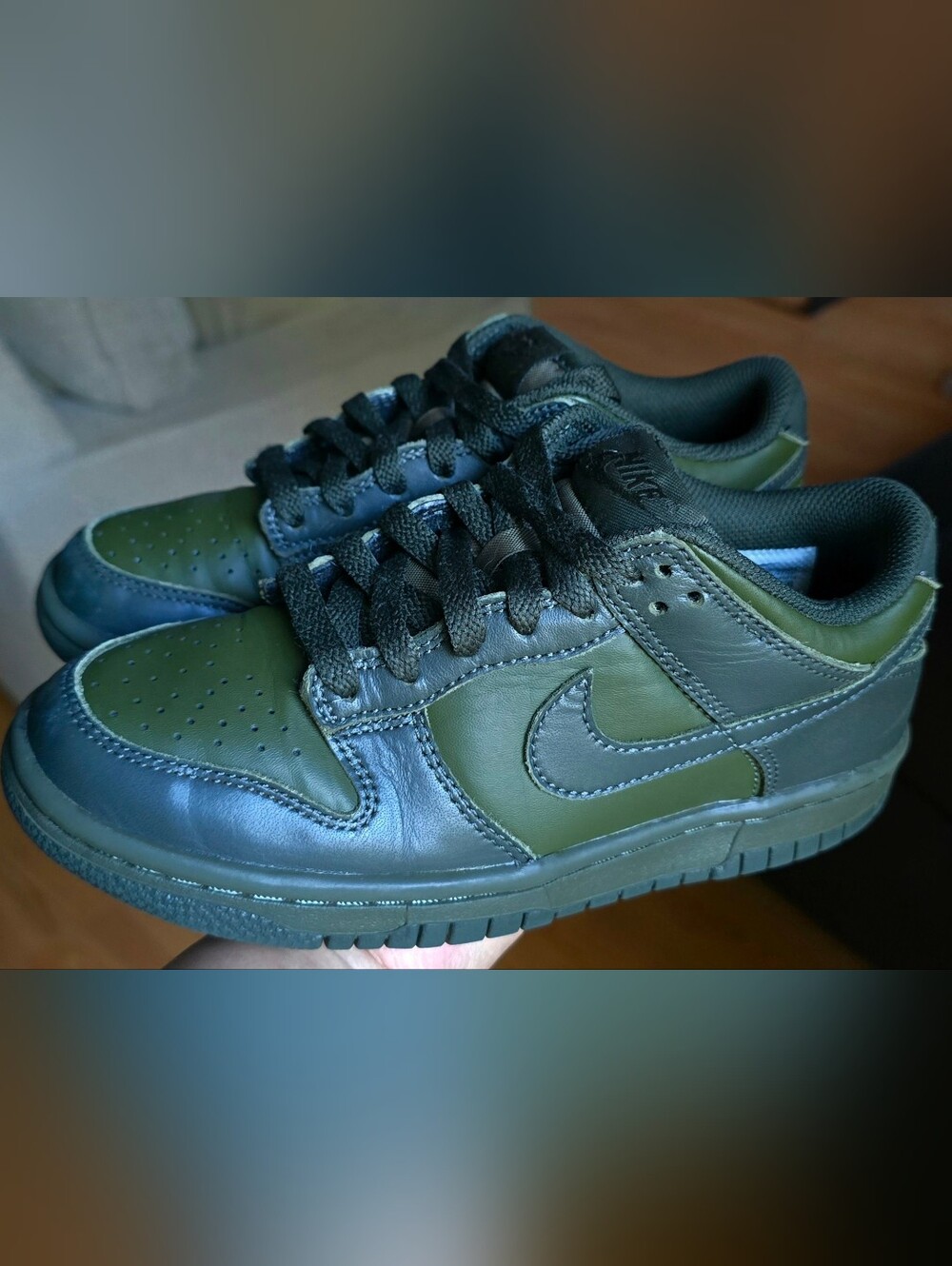 Sz 3.5Y NIKE DUNK LOW RETRO PREMIUM QS 'Army Olive' Lace-Up